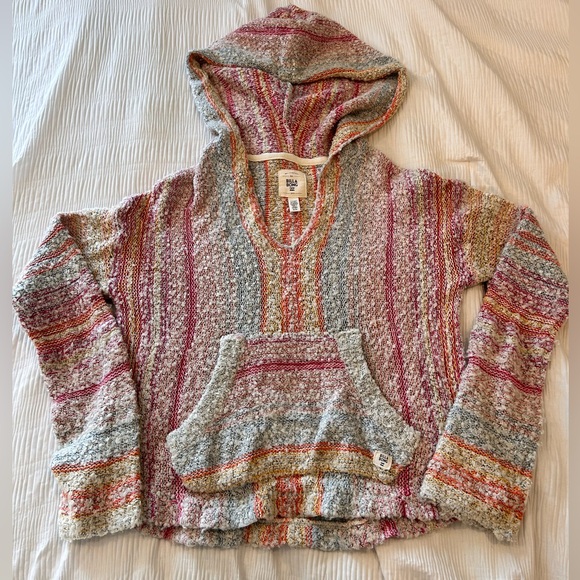 Billabong Sweaters - Billabong Striped Hooded sweater M EUC pink blue